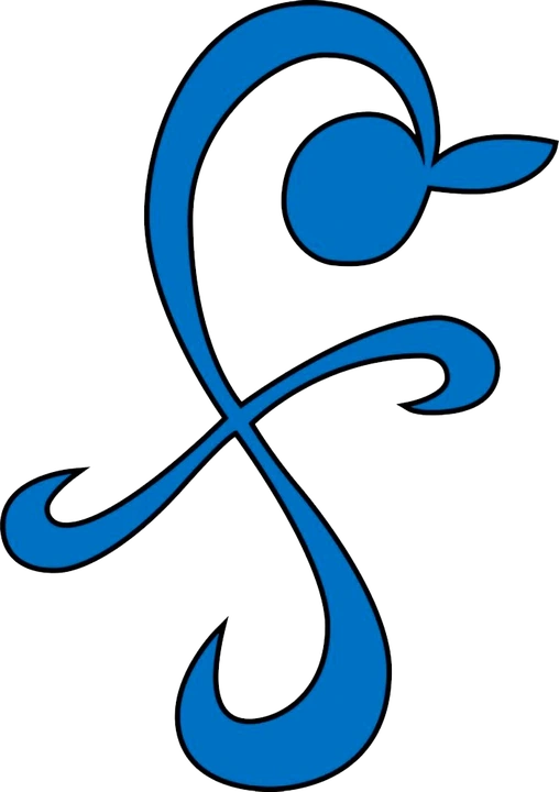 Símbolo azul estilizado
