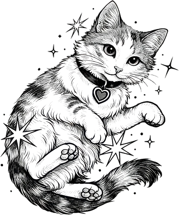 Gato em blackwork